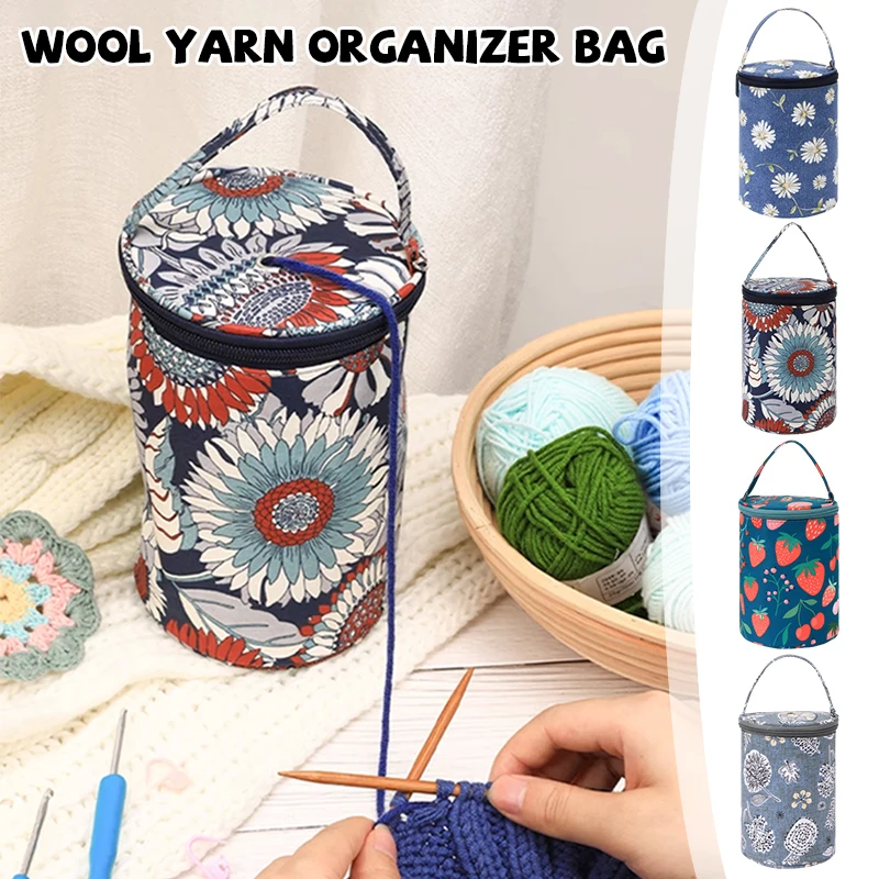 

Wool Yarn Organizer Knitting Needles Tote Organizer Oxford Cloth Portable Yarn Holder For Crocheting DIY Tool Storage Bucket Bag