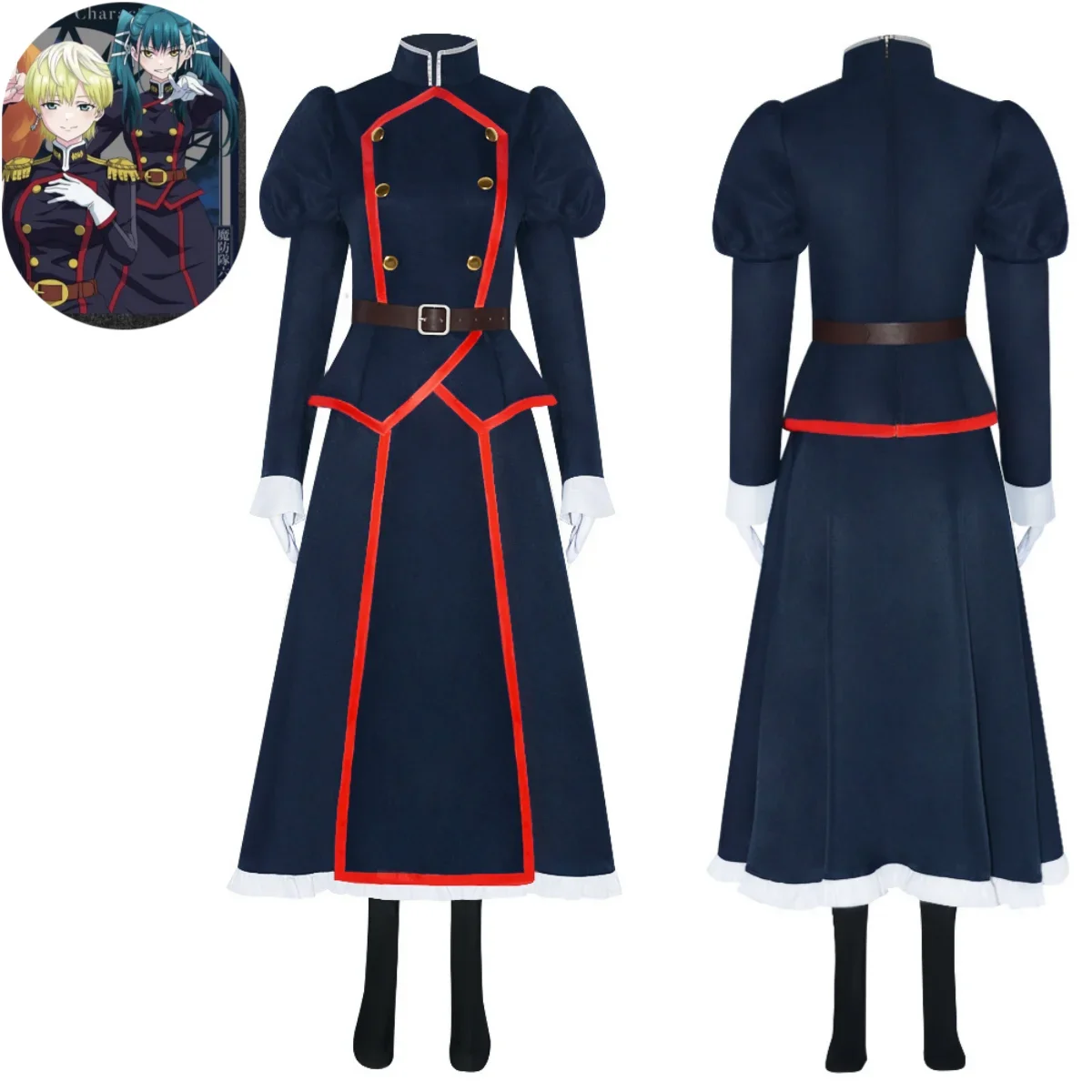 Anime Chained Soldier Azuma Yachiho Izumo Tenka Cosplay Costume Wig Black Fighting Uniform Long Skirt Woman Sexy Christmas Suit