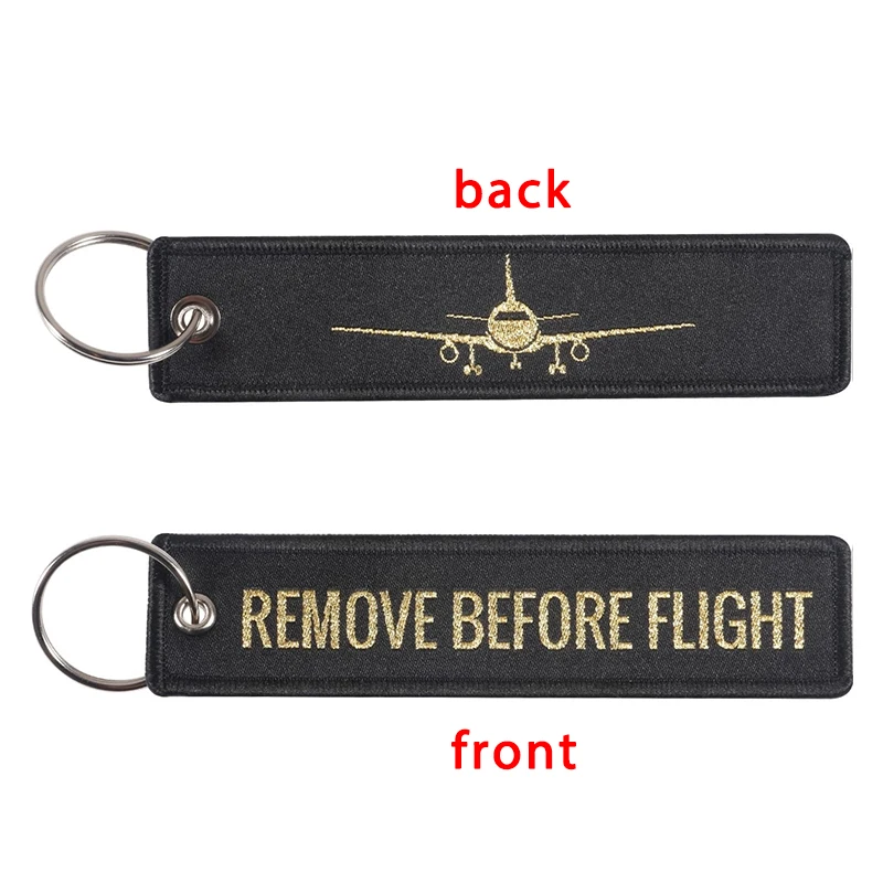 1PC 2PCS 3PCS 3 Packs Sale Remove Before Flight Airplane Pattern Both Sides Embroidery Backpack Keychain Motorcycle Key Pendant