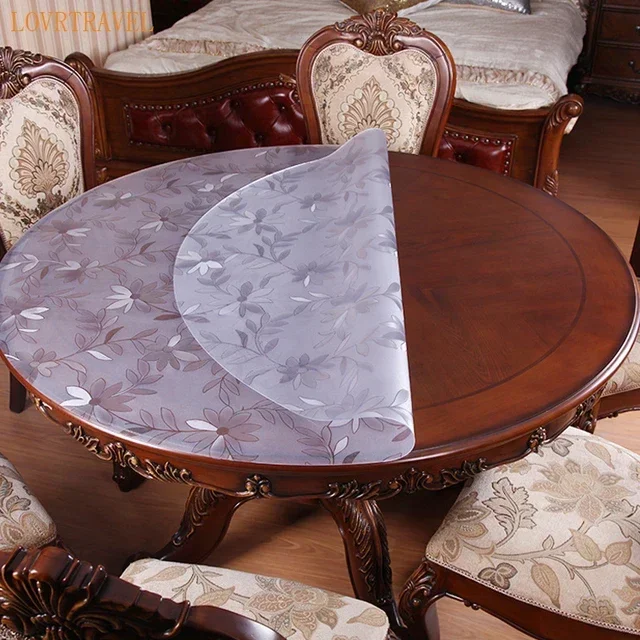 Transparant PVC rond tafeltapijt Waterdicht tafelkleed Keukenpatroon Tafelkleed Glas Zachte doek Eettafelmat