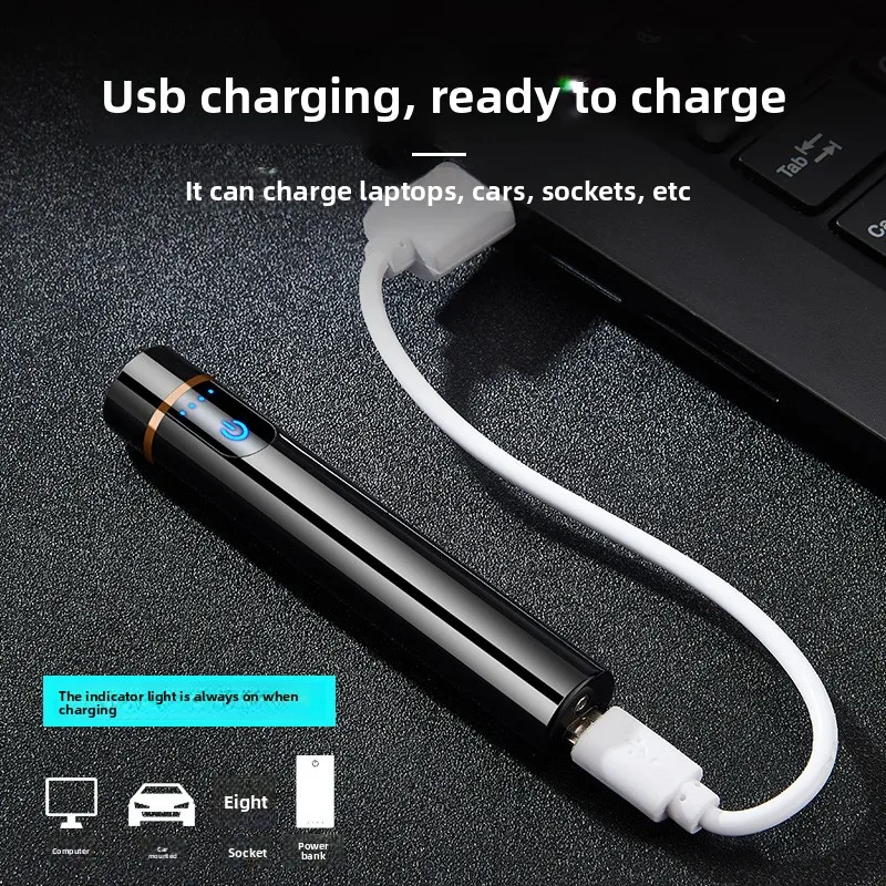 Mini Circular LCD Sensor Metal Windproof Cigarette  Lighter Rechargeable Type C Type Electric Cool Gadgets Cigarette-lighter