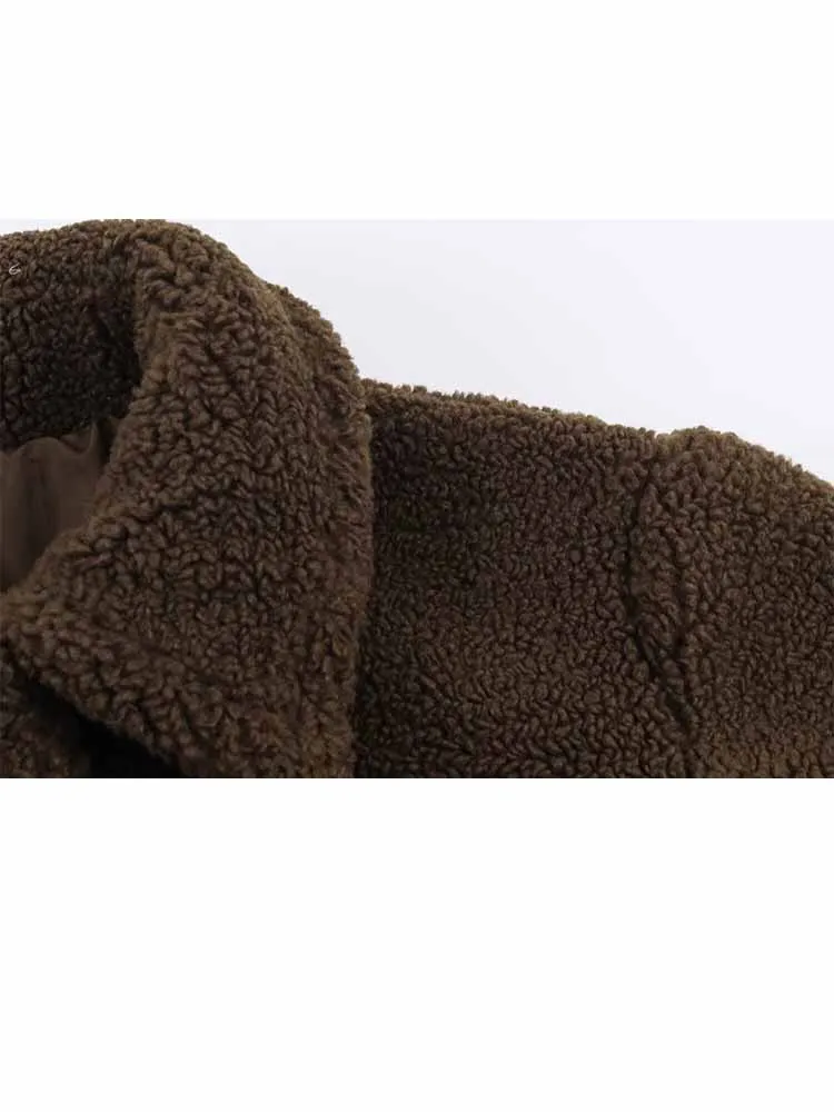 HH Woman Winter Fashion Warm Coral Velvet Long Sleeves Single Breasted Solid Color Coat Jacket Female Casual Comfortable Coat