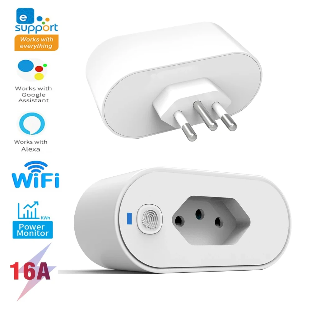 EWeLink WiFi Smart Socket 16A Brazilian Standard with EWeLink App Control Works with Alexa Google Home Voice Control