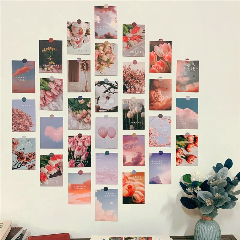 30 Sheets/Lot Blooming Flowers Series Postcards Set Creative Postal Card Christmas Greeting Cards Birthday Message Lettercards