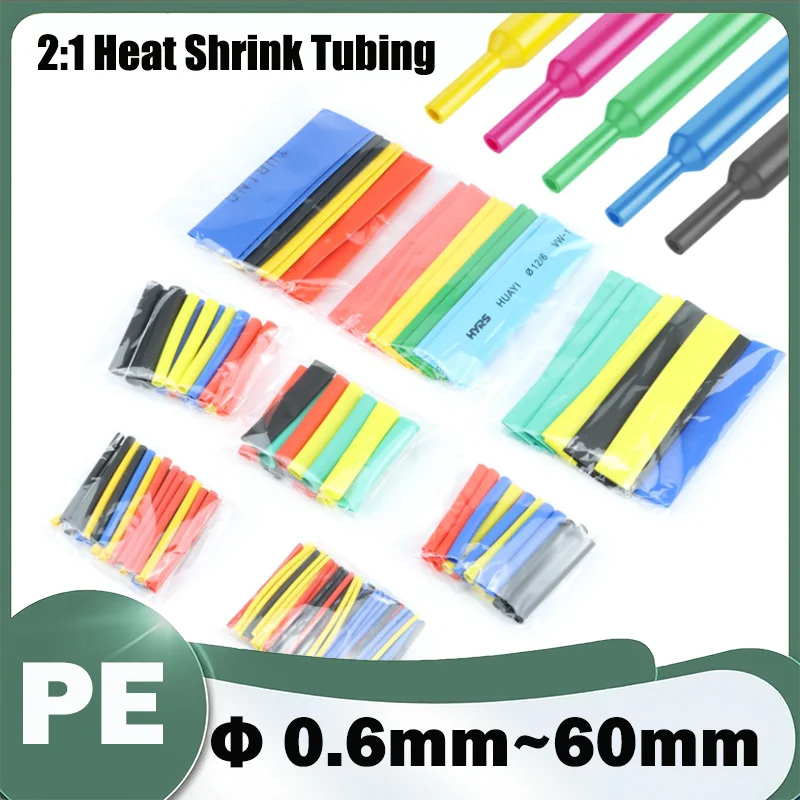 10M Multicolor 2:1 Heat Shrink Tube Diameter 0.6mm 0.8mm 1mm 1.5mm 2mm 2.5mm 3mm 3.5mm 4mm 4.5mm~60mm Shrinkable Flame Retardant