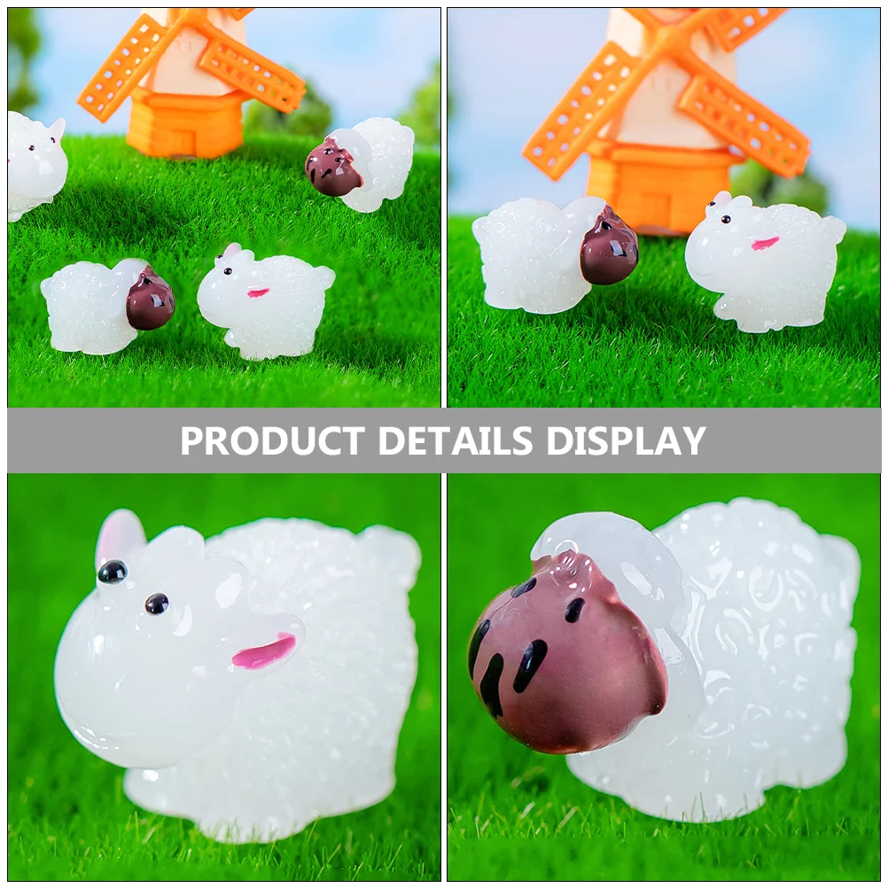 20 Pcs Animal Night Lights Sheep Decor Glow in The Dark Figurine Mini Resin Accessories Sculptures Garden Statue Office