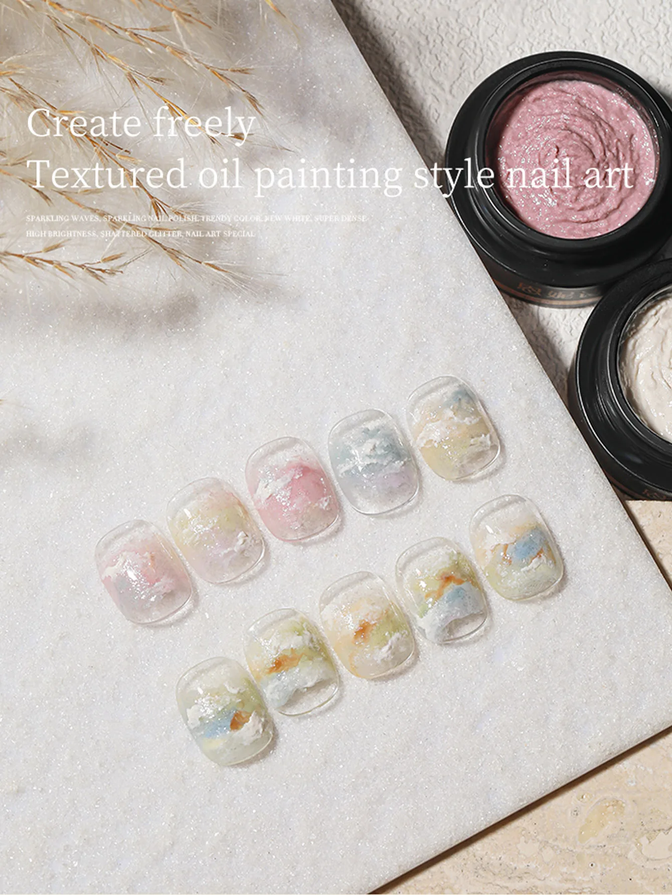 5ml No Wipe Matte Textured Gel Nail Polish - UV LED Cured 3D Painting Art Gypsum Gel Nail Salon DIY