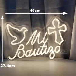 Mi Bautizo-LED Neon Sign Wall Decor with Switch, Ideal Gift for Children's Birthday Neons, Hanging Neon Light