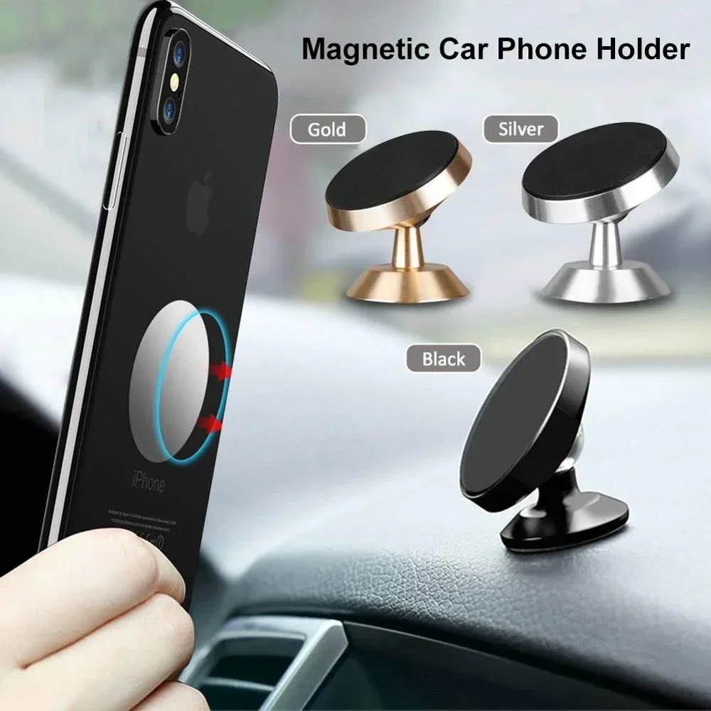 Dashboard Magnetic Phone Holder in Car Rotate Metal Mobile Phone Mount Bracket Support For iPhone Samsung Mi Poco Phones Stand