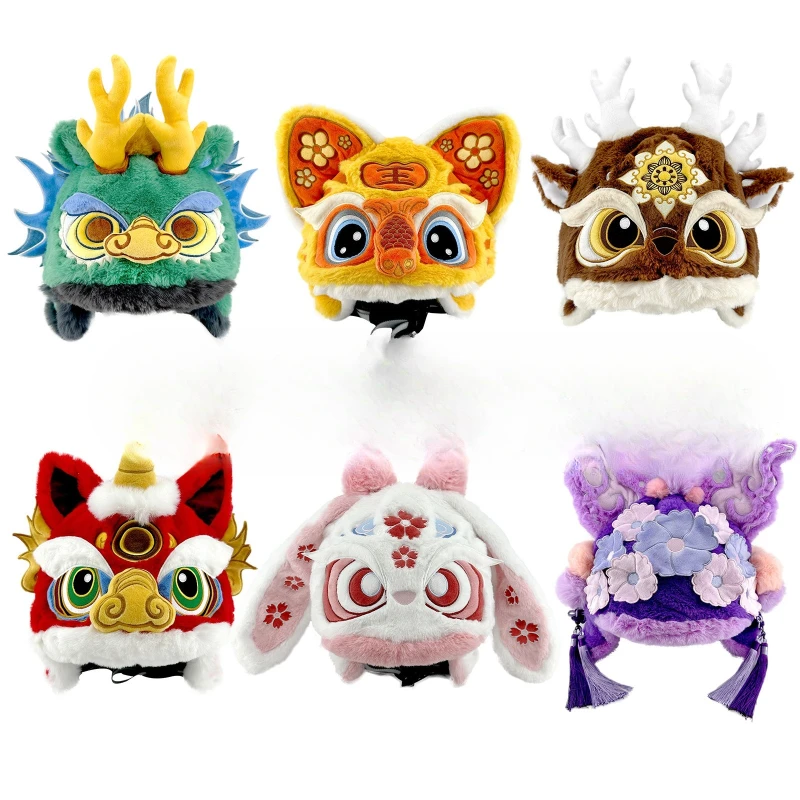 Xiong Qunye Copricapo per casco da sci invernale con animali di peluche per l'anno del vento cinese