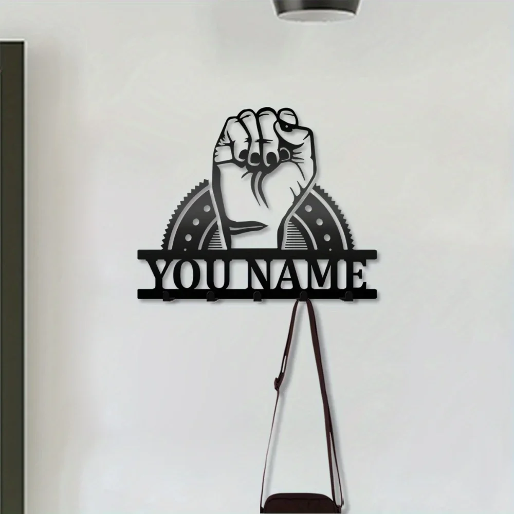 Iron Art Decorative Painting Unique Custom Metal Wall Mounted Key & Coat Organizer with Hooks Ideal Battery - Free Holiday Decor