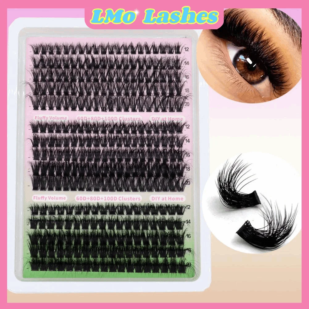 15列DIY 5Dふわふわまつげクラスター 60D-200D厚めまつげクラスター ふんわり個別まつげクラスター 韓国風つけまつげ