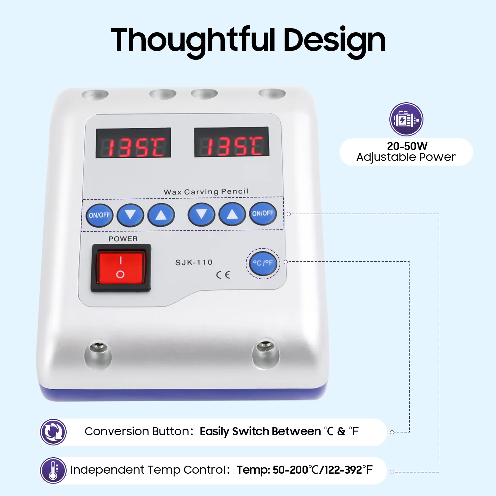 أداة نحت الشمع الكهربائية للأسنان، قلم مزدوج و6 أطراف أداة نحت الشمع مع شاشة LED لطب الأسنان وتجارة المجوهرات ونحت القالب #1