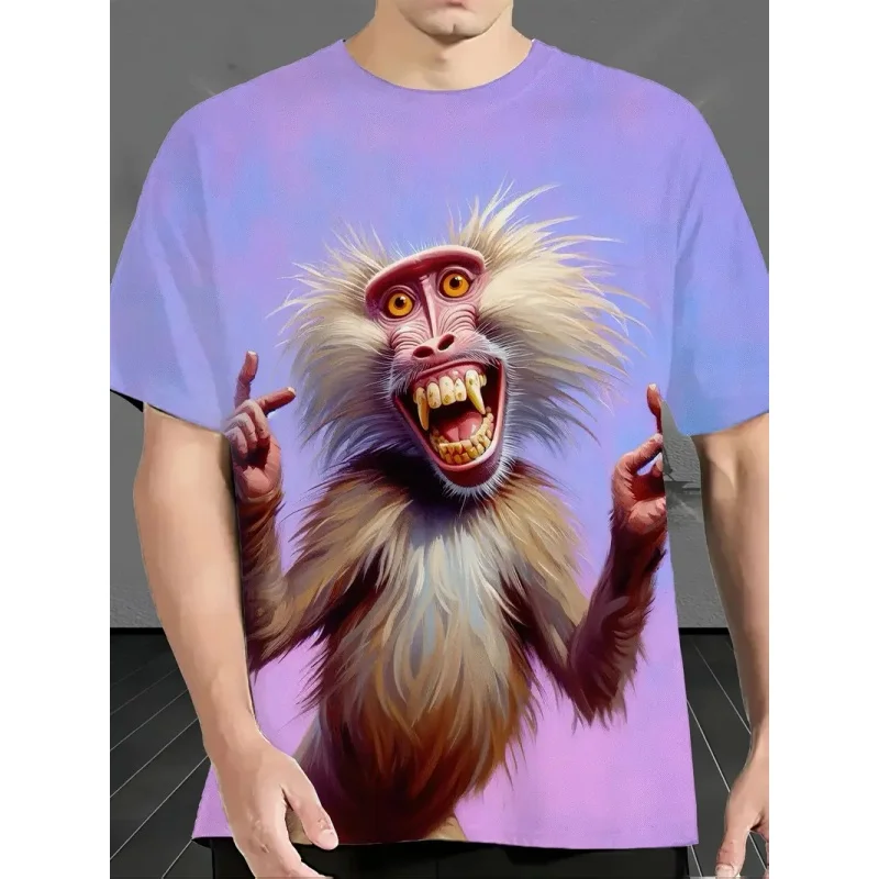 ثلاثية الأبعاد مطبوعة القرد حمار تي شيرت للرجال مضحك الحيوان الجرافيك تي شيرت الصيف عادية الرياضة قصيرة الأكمام الجولة الرقبة تيز القمم