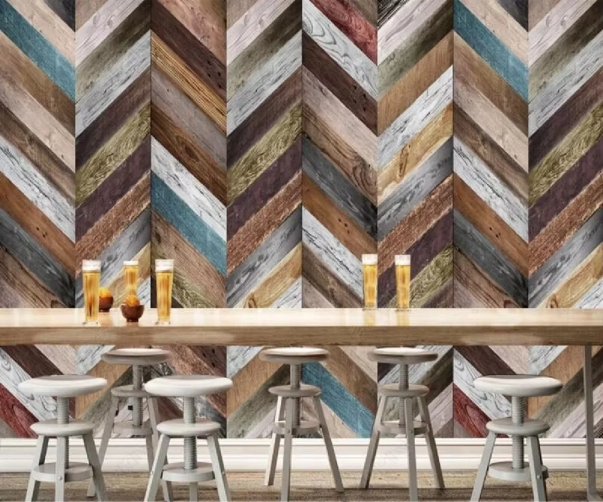 Custom wall paper 3D mural dark retro nostalgic wood stripe background wall photo living room bedroom TV background wallpaper