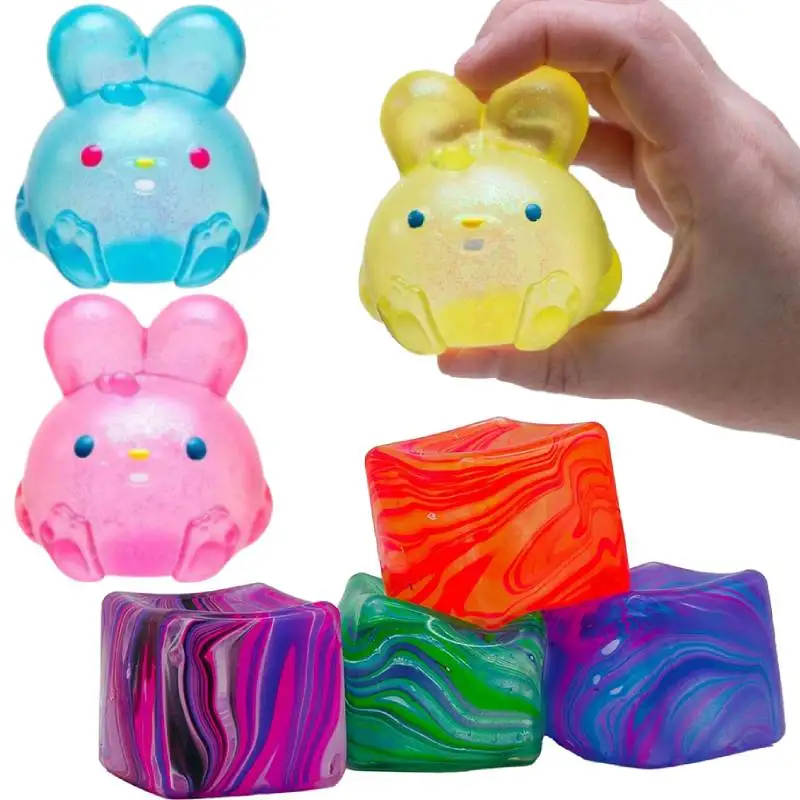 Needdoh Ice Cube Sensory Fidget Toy Cute Rabbit Stress Relief Squishy Anti-stress Squeeze Toy Decompression Toys For ADHD Gift