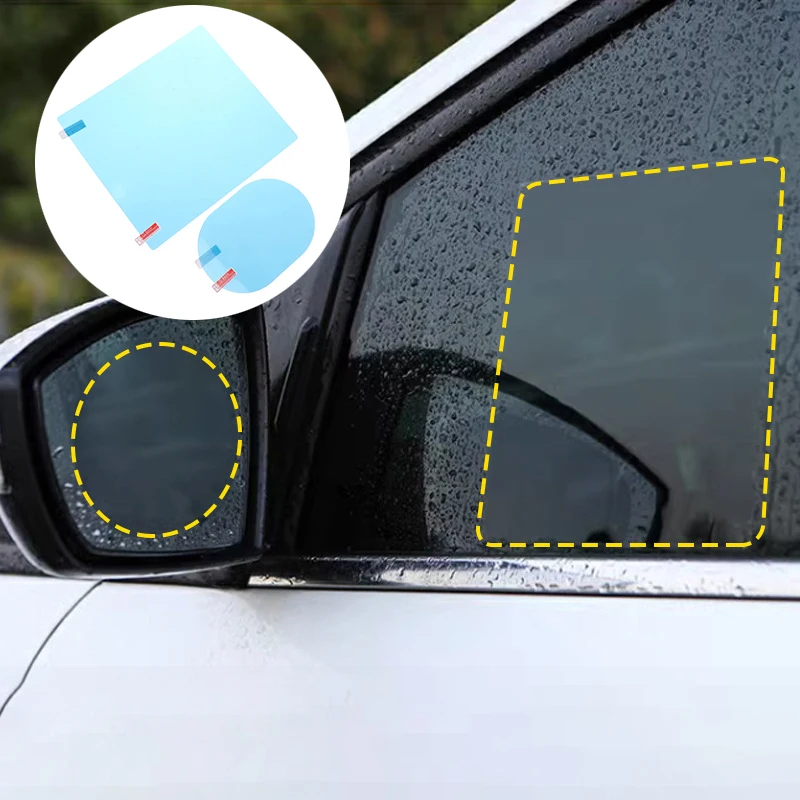 

4Pcs Anti Fog Glare Rainproof Waterproof Mirror Film Clear Nano Coatin Car Rearview Protective Side Windows Stickers