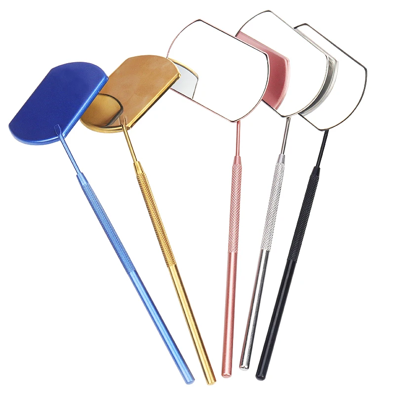 رمش مرآة تطعيم لاش مكبرة الجمال مقبض طويل لفحص الرموش الصناعية تمديد أدوات ماكياج مرآة المورد #4