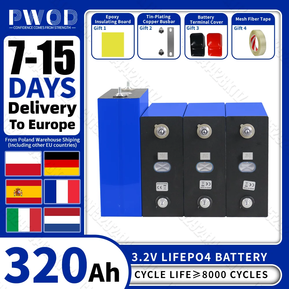 PWOD Lifepo4 Batteria 320AH Grado A FAI DA TE 12V 24V Al Litio ferro fosfato Cellulare Ricaricabile carrello da golf batterie Per Il Campeggio EV RV