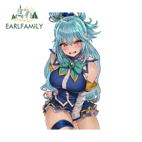 EARLFAMILY 13cm × 6.7cm Big Breast Aqua Anime Car Stickers Beautiful Girl Graffiti Decals Bumper Amusing Waterproof Car Styling