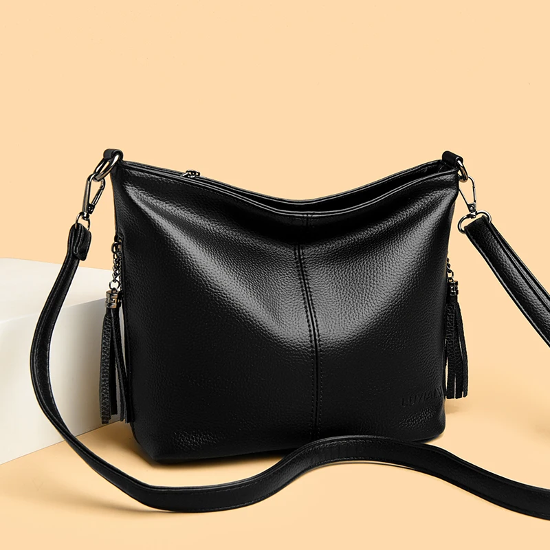 

PU Leather Commuter Fashion Vintage Casual Tote Bag Maillard Stylish Crossbody Bags for Women Texture Large Capacity Temperament