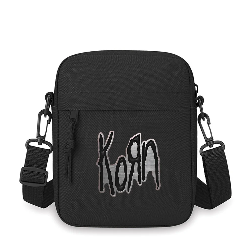 korn-banda-de-metal-logotipo-contorno-preto-masculino-crossbody-saco-ombro-unico-feminino-dos-desenhos-animados-anime-filme-impressao-design-unisex