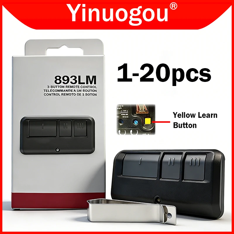 

893LM 891LM 953ESTD 950ESTD 41A7633 Пульт дистанционного управления устройством открывания гаражных ворот 310МГц 315МГц 390МГц Безопасность + 2,0 Желтые кнопки обучения