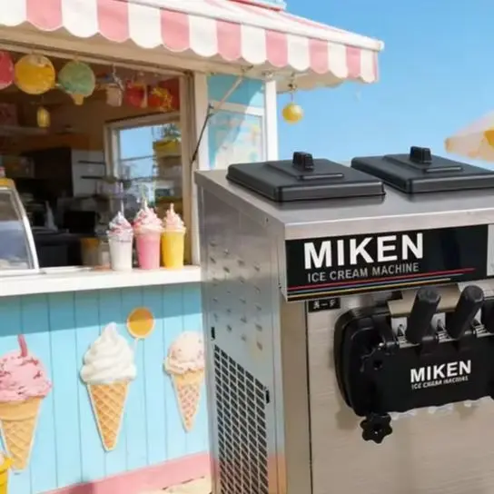 

2026Commercial Grade Gray Ice Cream Machine Multifunctional Small Business Sundae Maker with Strawberry Flavor Option