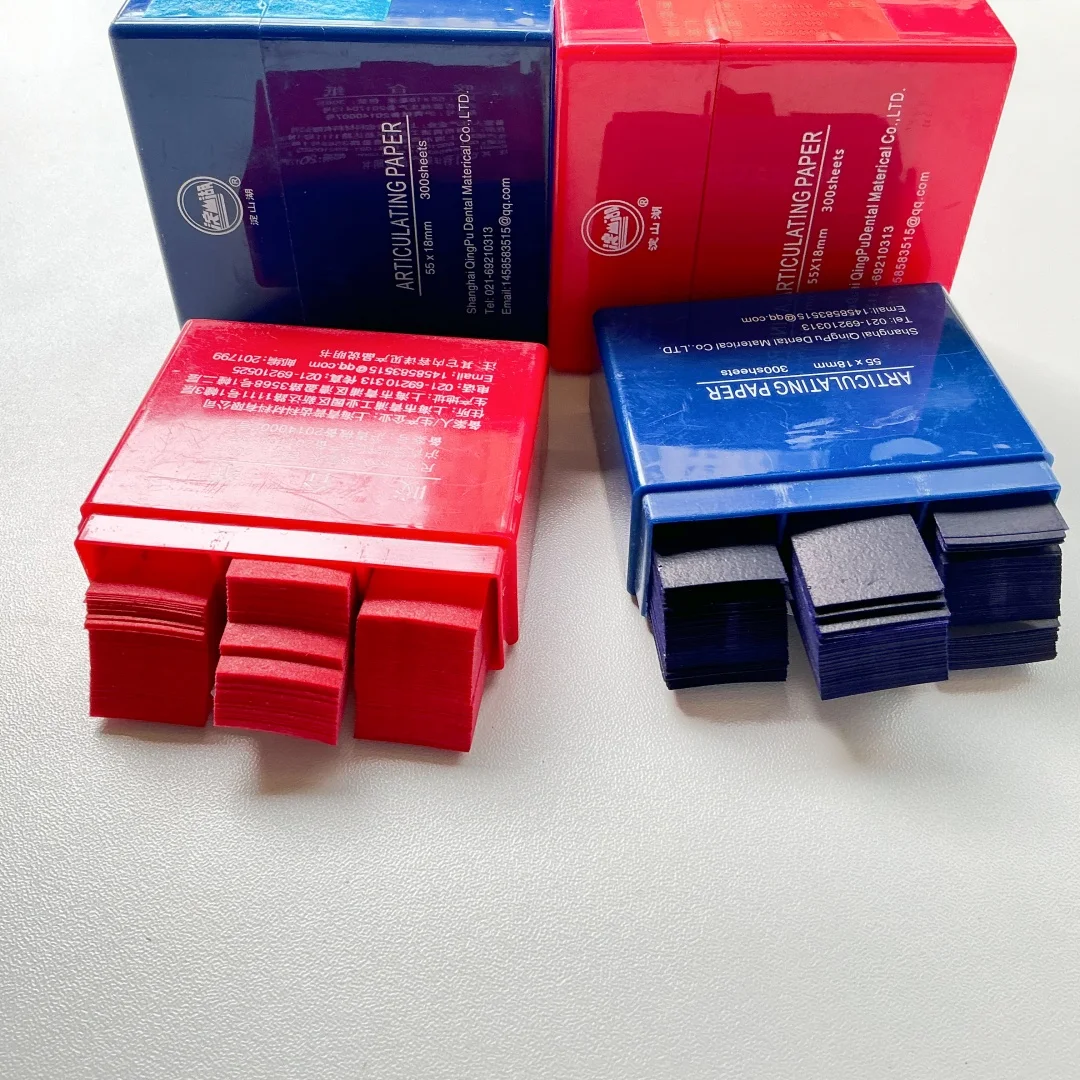 

300 Sheets/Box Dental Articulating Paper Strips Red/Blue Dentist Materials for Teeth Whitening 55*18mm