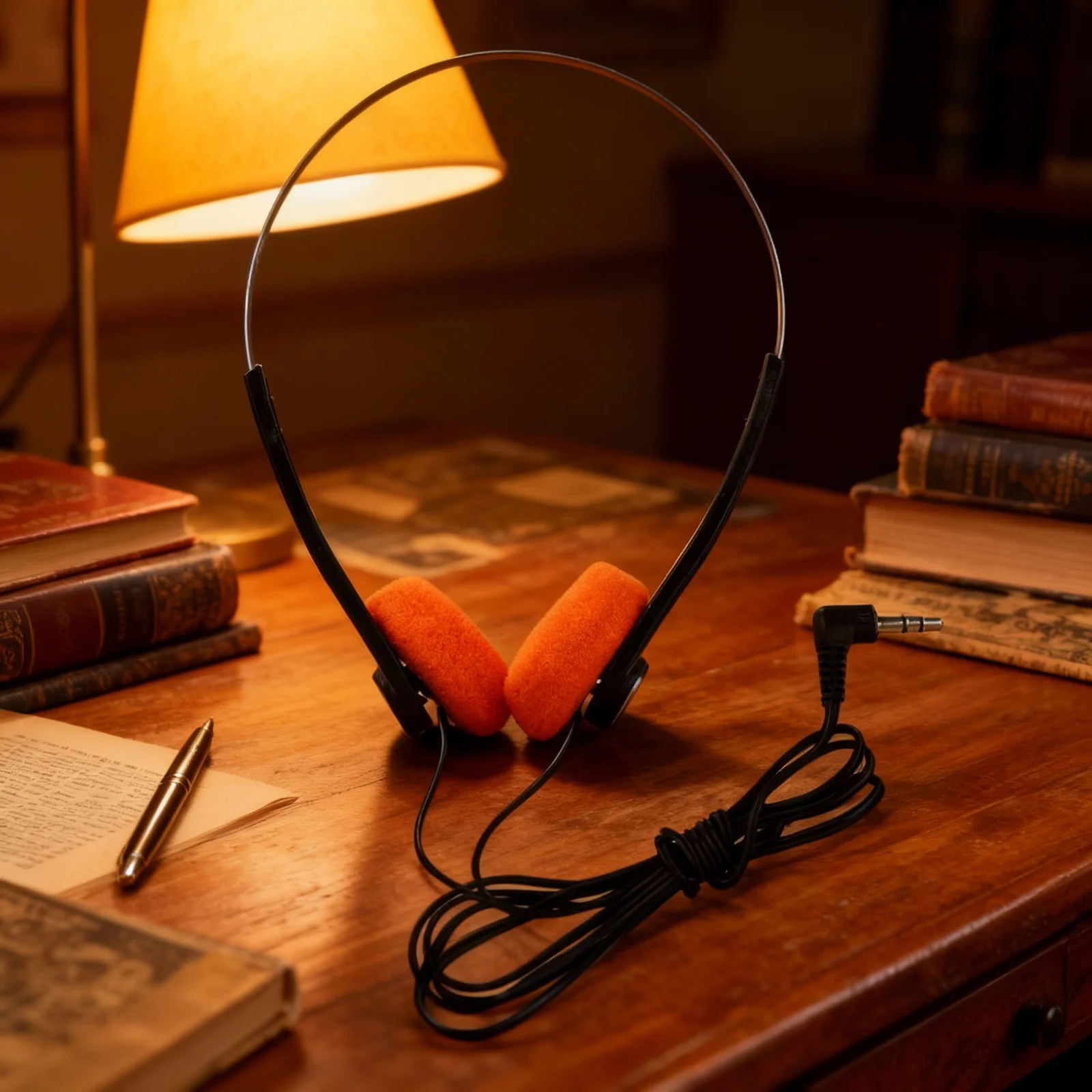 

Lightweight Retro Wired on Ear Headphones Adjustable Headband Cushioned Ear Pads Classroom Library School Use Retro Headphones