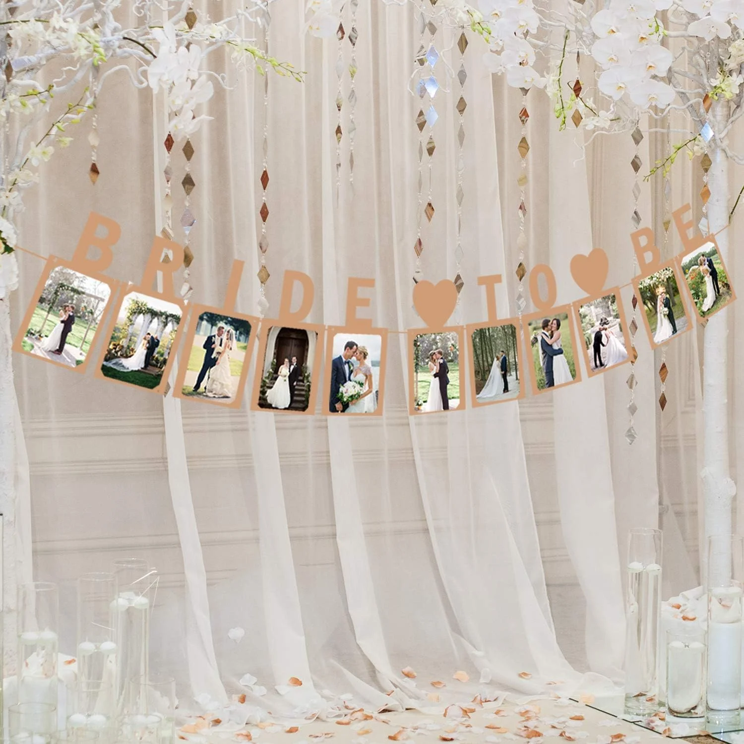 1 Packung Papier-Banner „Bride To Be“ für Junggesellinnenabschied, Partygirlande, DIY Brautparty-Wimpelkette, Hochzeitsdekorationszubehör – Detail 1