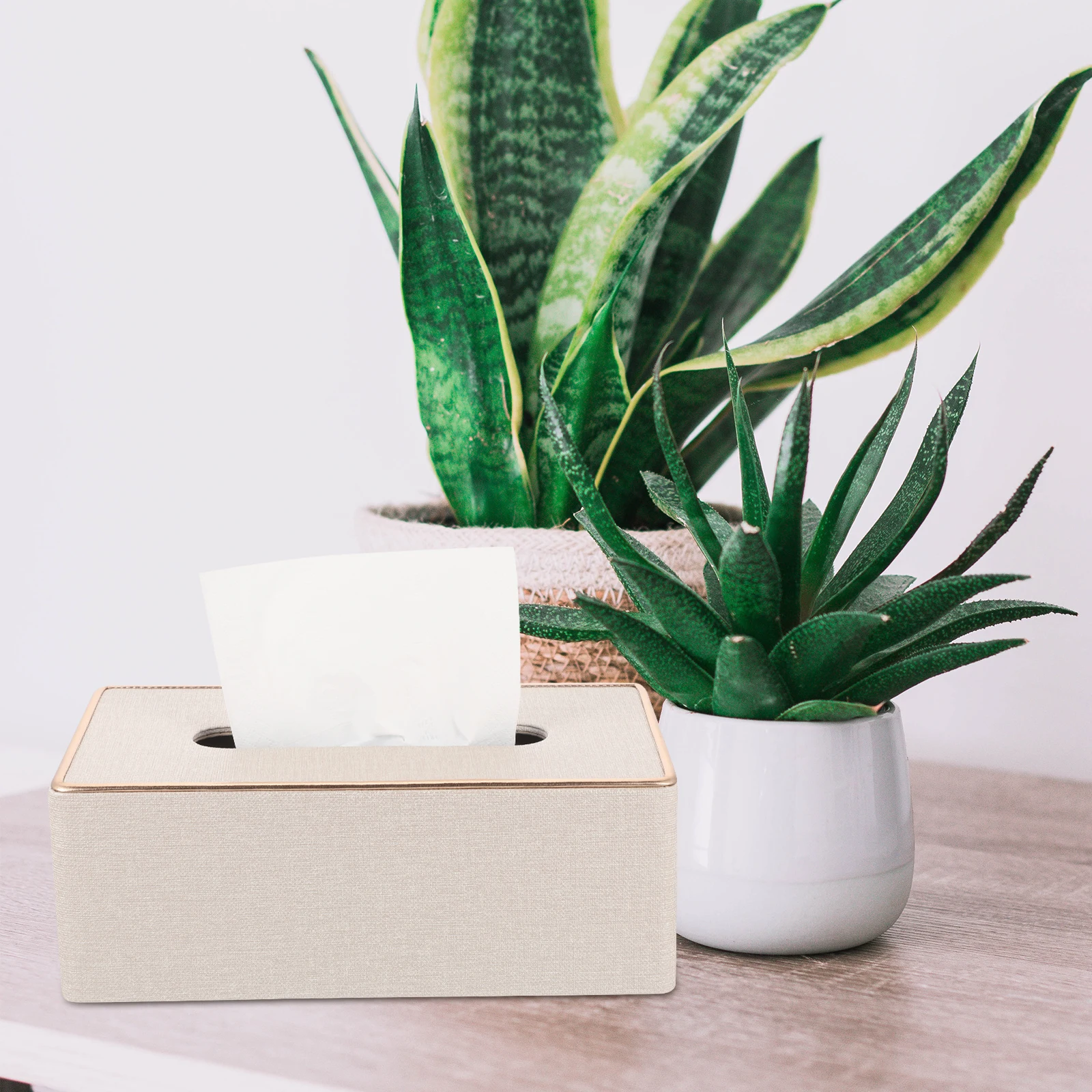 

Premium Cloth-Patterned Rectangle Tissue Box Cover Household Storage Organizer Office Home Decorative Holder Napkin