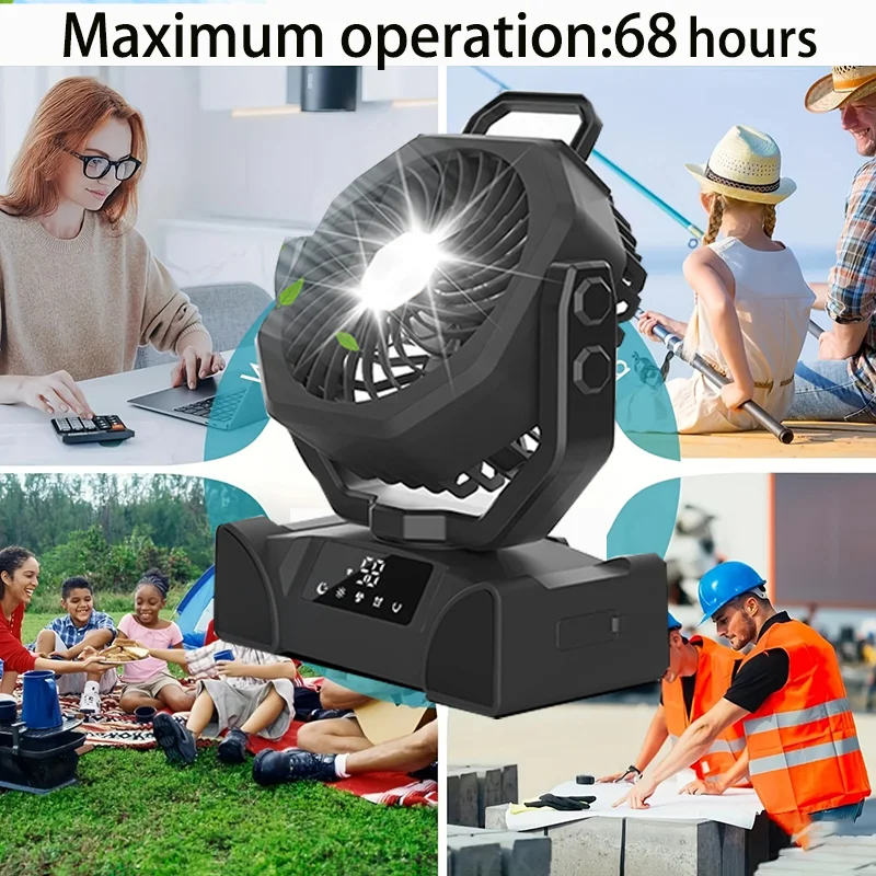 Desktop Fan Light Camping Fan Light Rechargeable Portable Circulator Wireless Ceiling Electric Fan With Power Bank LED Lighting view 3