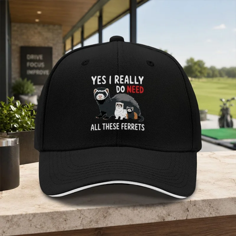 Ferret Pattern Baseball Cap Adjustable Duckbill Hat Unisex Outdoor Sports Cap