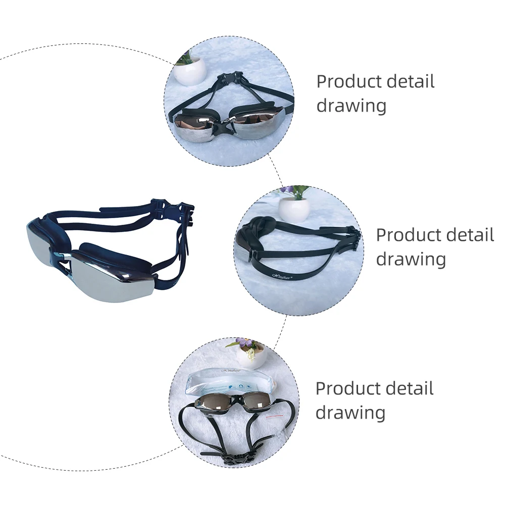 

Myopia Swimming Goggles Large Frame Anti fog Waterproof PC Glasses Adjustable Strap Comfortable Wide Angle Vision Underwater