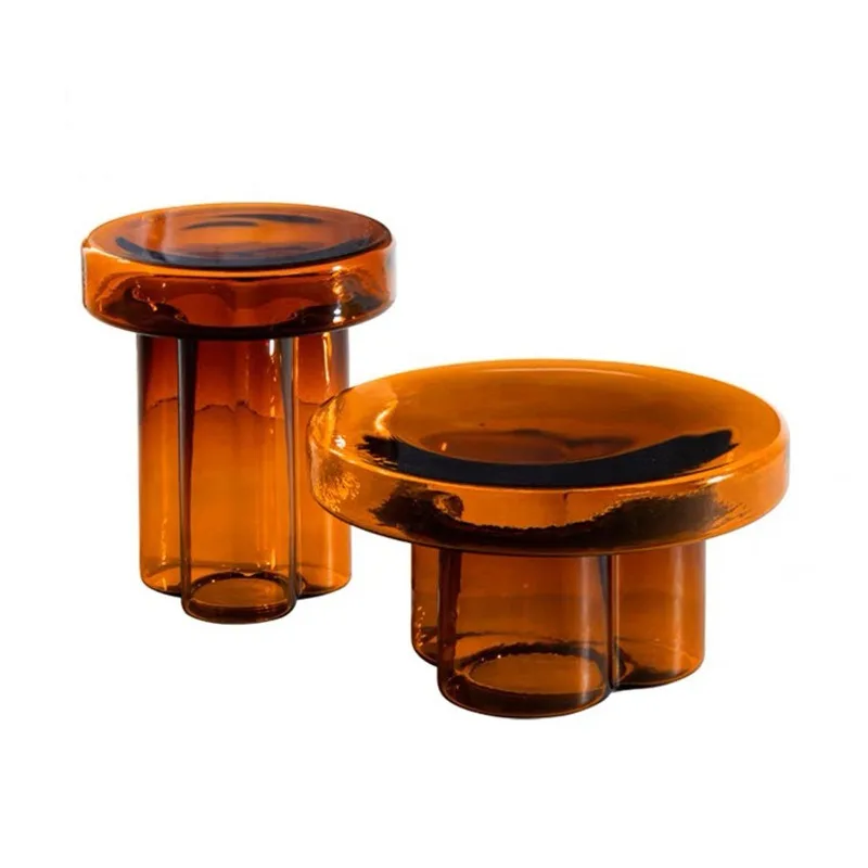 

Glass coffee table light luxury modern living room household small apartment petal tea table edge table Nordic simple creative c