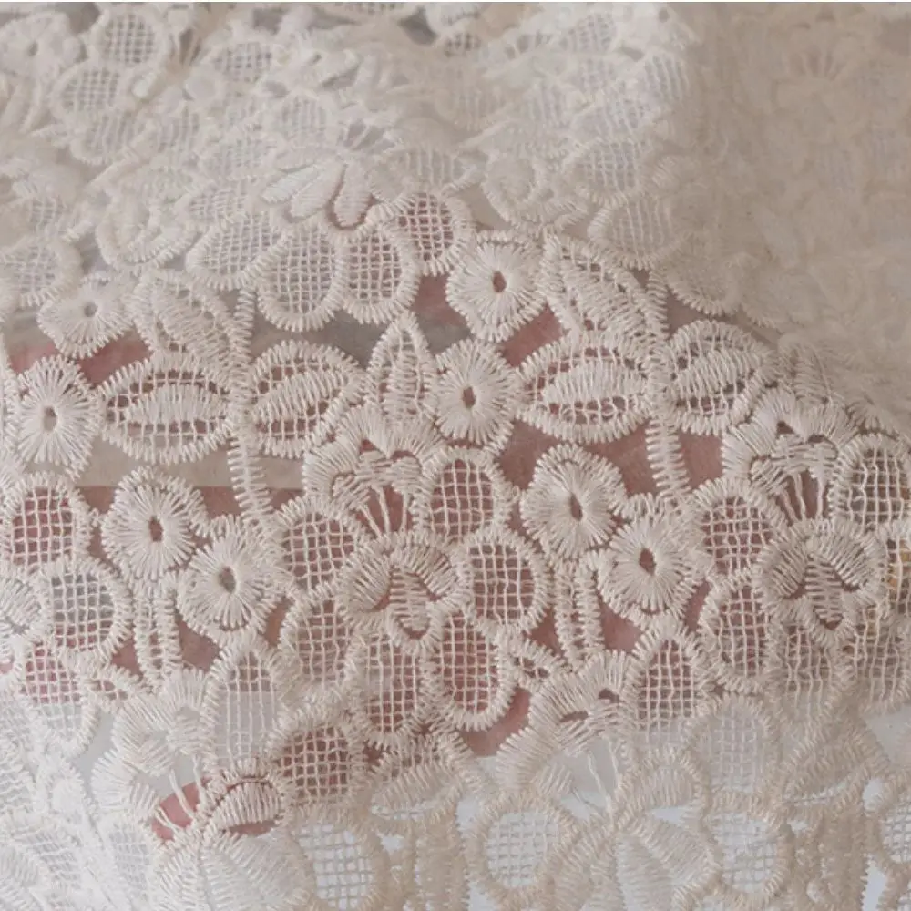 

New organza mesh lace embroidery water soluble cotton thread embroidery cloth DIY wedding dress Home Decor Fabric