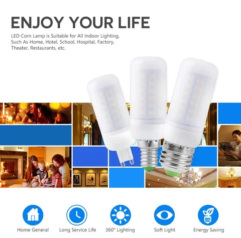 

Chandelier Lighting 220V B22 E27 GU10 Led 24 36 48 56 69 72 Leds Bombilla 240V Led Lamp G9 Led Candle Light Bulb E14 Corn Lamp