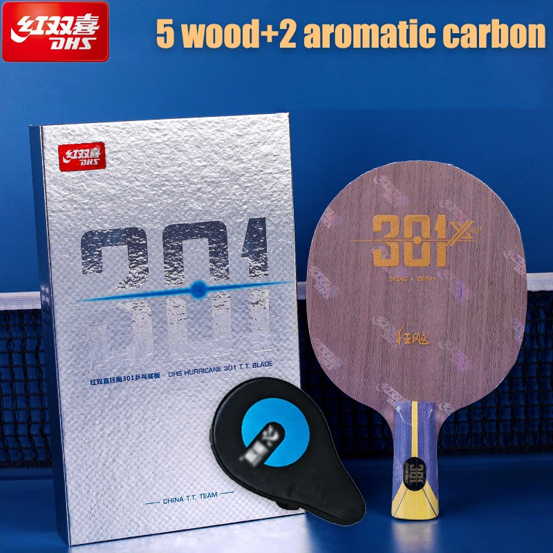 DHS Table Tennis Blade Wood wtih Aromatic Carbon Ping Pong Blade Professional 7-Ply Rable Tennis Racket with Box