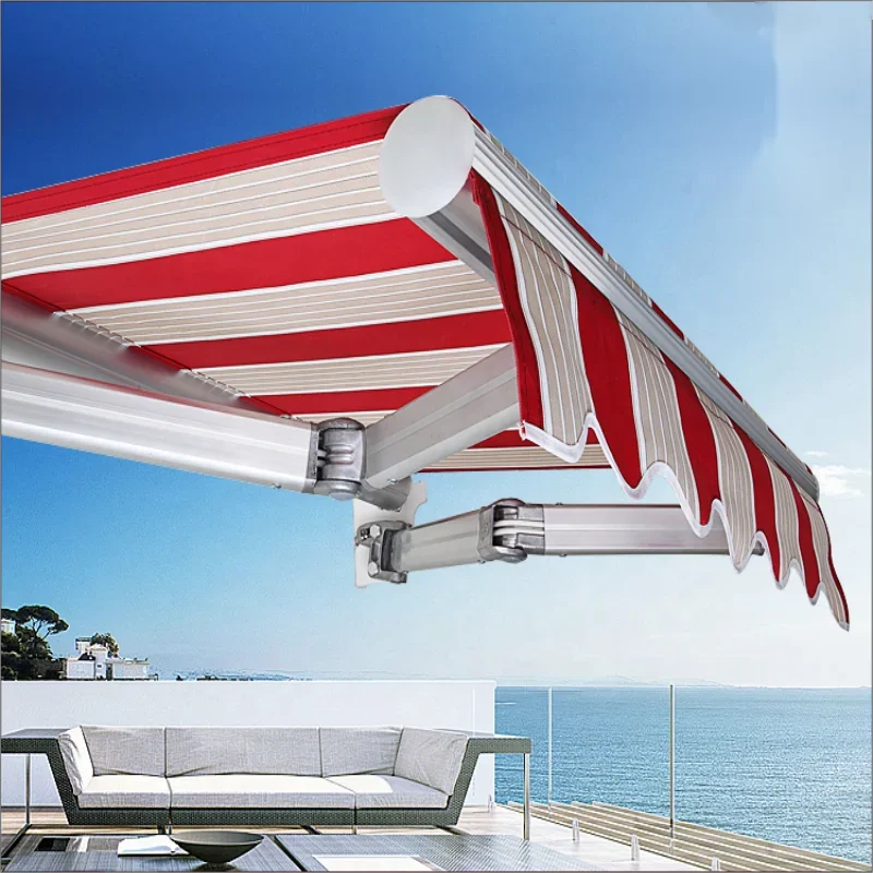 Electric And Manual Arm Awning Frame + Polycarbonate Panel Awning For Patio Cheap Foldable Aluminum Retractable Outdoor Manual