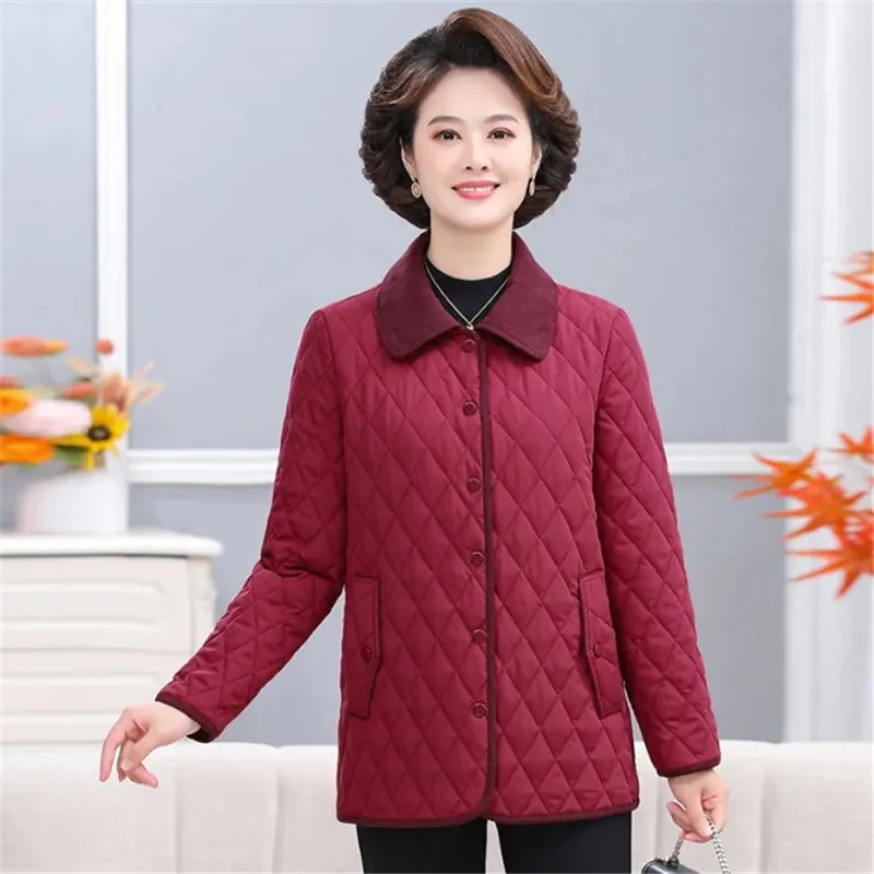 Chaqueta de algodón ultraligera para mujer, abrigo de color puro, prendas de vestir exteriores con botones, abrigo con bolsillo a la moda, Otoño e Invierno