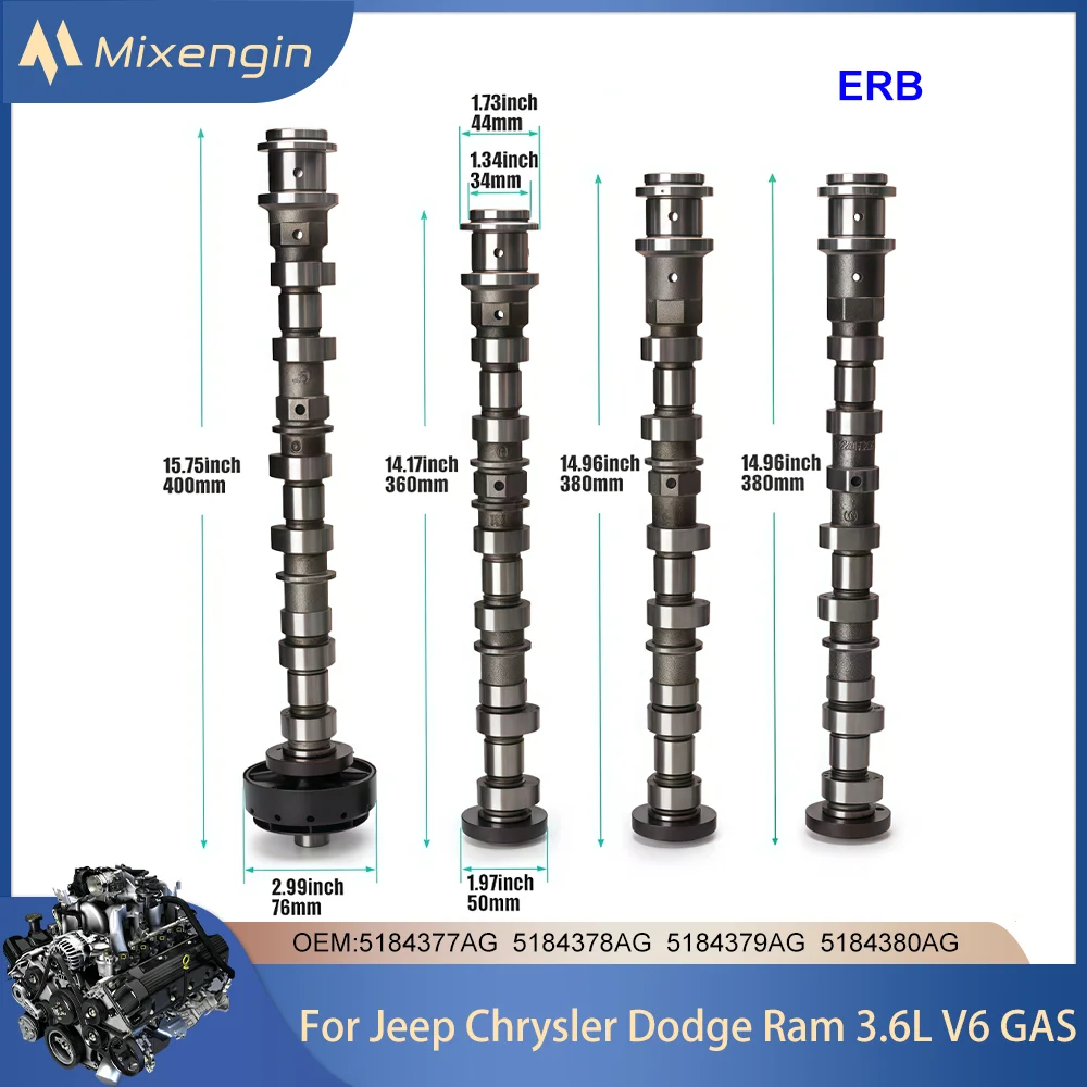 

For Jeep Dodge Chrysler Ram 3.6L V6 GAS DOHC ERB 5184377AG 5184378AG 5184379AG 5184380AG Engine Camshafts Kit W/ Signal Teeth