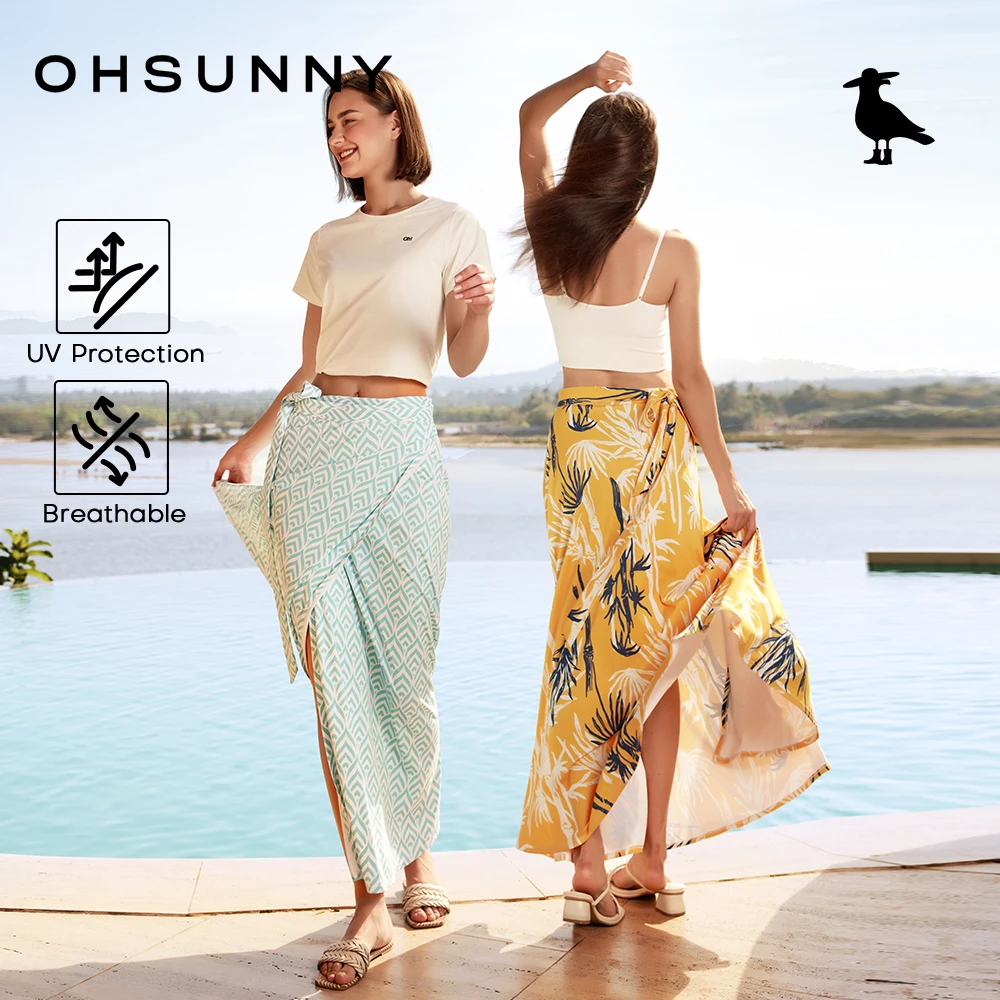 

OhSunny Boho Style Salon Skirt Summer Multifunctional Beach Sun Protection Bikini Cover Ups for Woman Ladies Vacation Dress