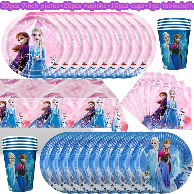 Disney Frozen Birthday Party Dla Dziewczynek Naklejki Na Paznokcie Talerze Kubki Słomki Elsa Anna Olaf Balony Jednorazowa Zastawa Stołowa Dekoracje