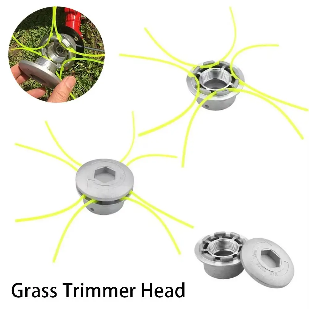 

1Pcs New with 4 Lines Grass Trimmer Head for Lawn Mower Nylon Brush Cutter Head Silver Universal Grass Cutting Line Head