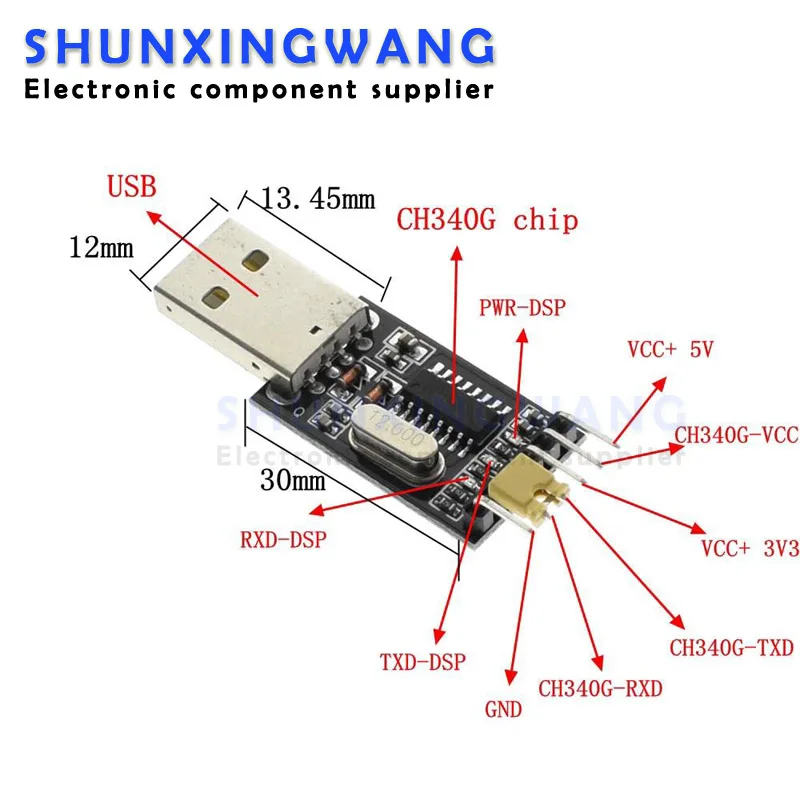 USB to TTL converter UART module CH340G CH340 3.3V 5V switch