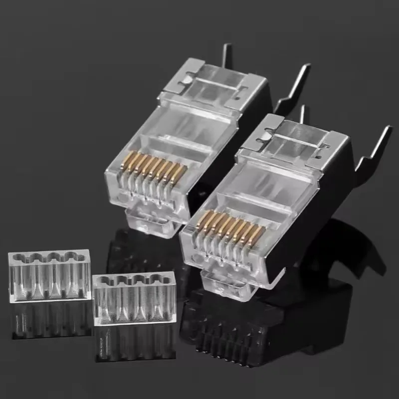 30/10/1Pcs Pass Through RJ45 Cat7/Cat6/ Shielded Connectors Crystal End Gold-Plated 8P8C Crimp UTP Ethernet Modular Plug