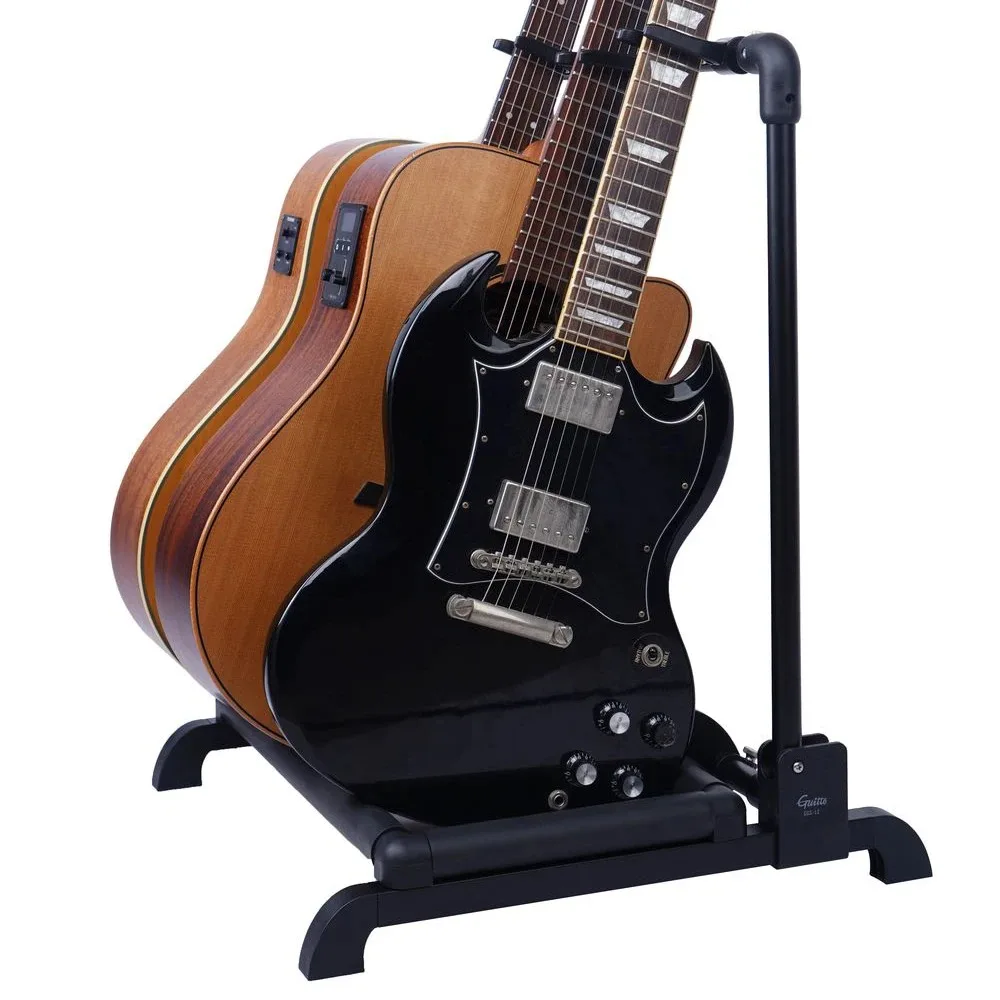 GUITTO GGS-12 Folding Guitar Stand Universal Holder Holds Up To 3 Guitars Musical Rack Bracket Guitar Bass Parts & Accessories