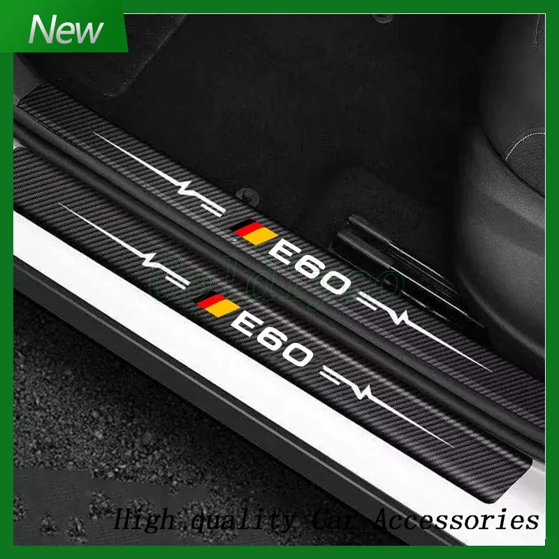 Car Stickers for E60 Emblem 5 Series Anti Scratch Door Sill Protector Threshold Protection Carbon Fiber Styling Accessories