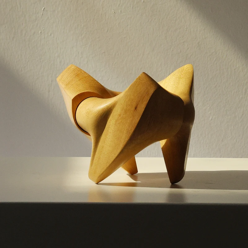 Wood carving abstract decorative art ornaments, contemporary sculpture magnetic attraction